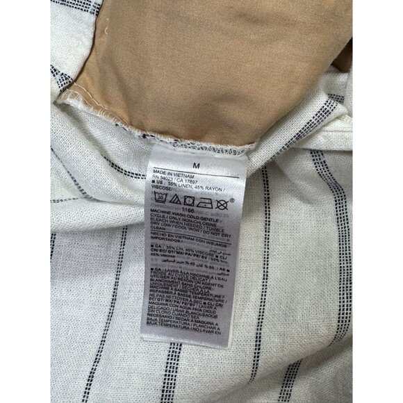 Old Navy Size M Woman Extra High-Rise Taylor Wide-Leg Striped White Linen-Blend - Picture 7 of 13